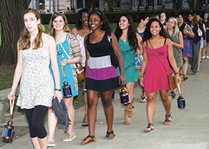 Incoming students walk to Heinz Chapel for the traditional Lantern Night in 2013.