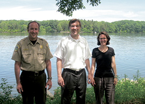 From left, Daniel K. Bickel, Pymatuning Park operations manager, and Pitt professors Gordon Mitchell and Kathleen McTigue