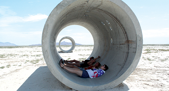 During a side trip to the Great Basin Desert outside Lucin, Utah, Pitt students observe—from the inside—artist Nancy Holt’s Sun Tunnels.