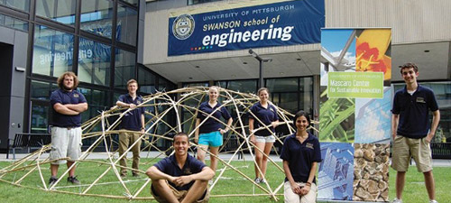 bamboo shelter designed by Pitt engineering students