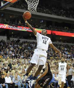 Pitt junior guard Ashton Gibbs of the Pitt men's basketball team, recognized with the gymnastics team for its academic excellence during a four-year period from 2006-07 through 2009-10.